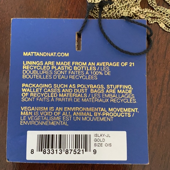Matt and Nat NWT Long Tassal Necklace Gold - Picture 4 of 4